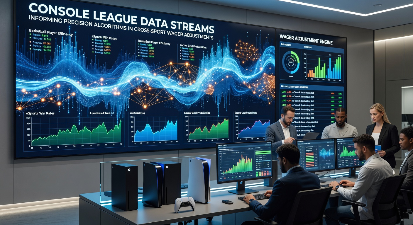 Algorithm dashboard illustrating how console league telemetry adjusts live wager parameters across basketball and hockey