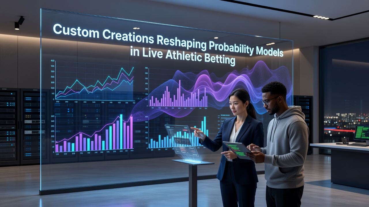 Analytics dashboard displaying probability model updates from custom simulation data in athletic betting