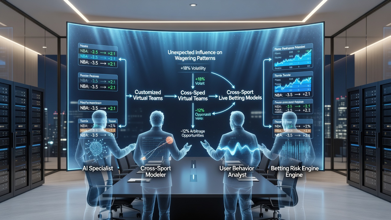 Split-screen view showing virtual team customization tools alongside live sports betting dashboards