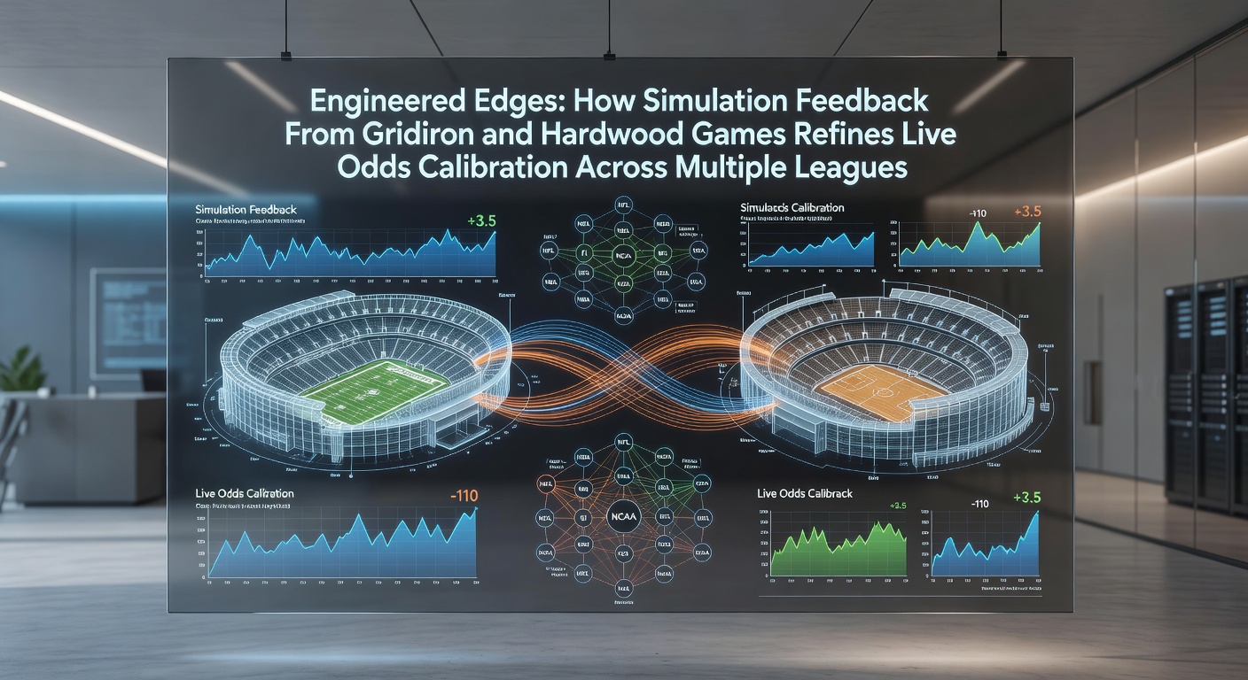 Detailed view of simulation software processing gridiron play data to adjust live betting odds in real time