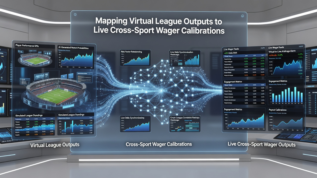 Cross-sport wager calibration dashboard pulling inputs from multiple virtual league simulation runs