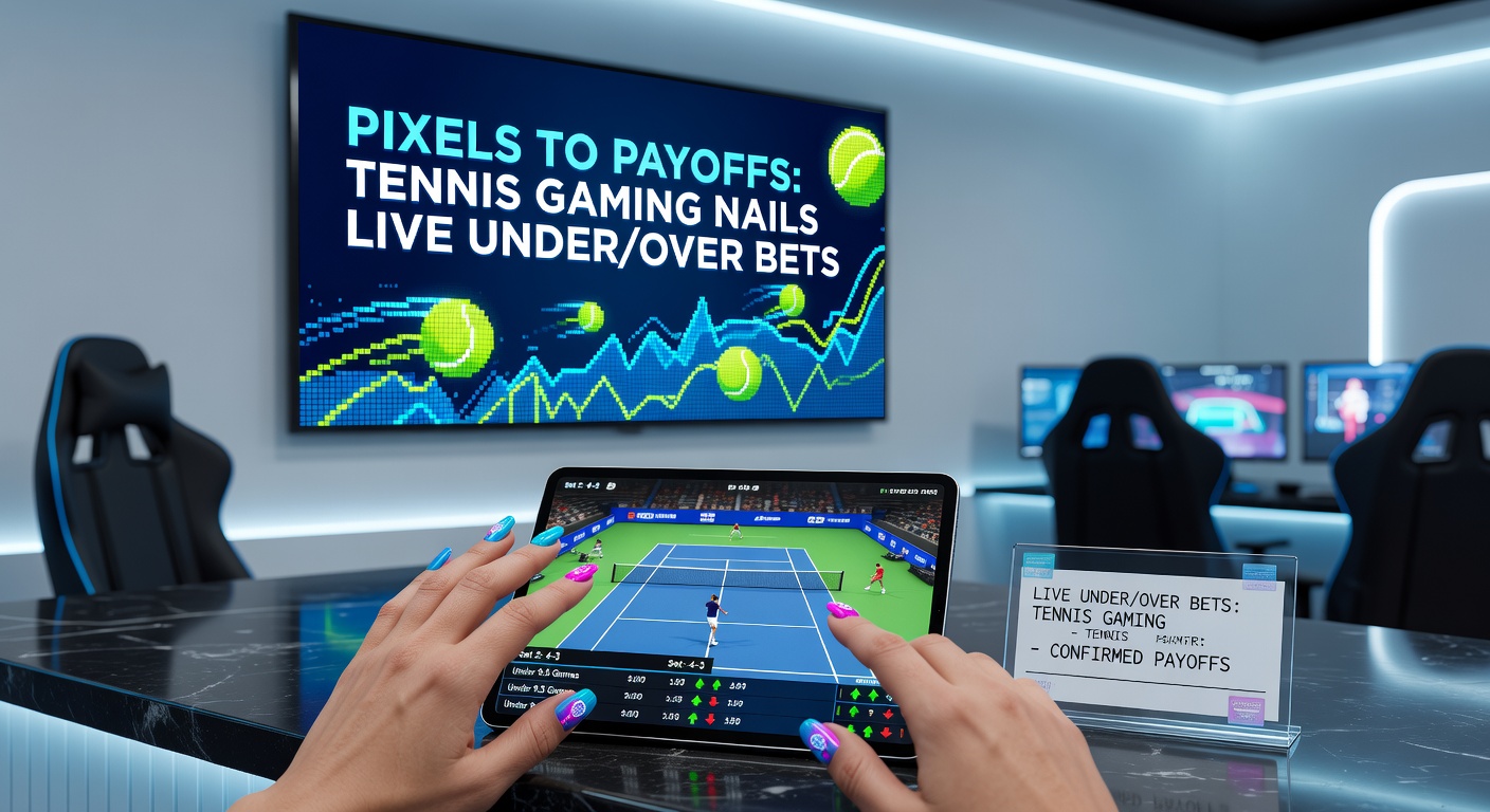 Close-up of a tennis betting interface integrated with game simulation data, displaying live under/over odds alongside player stats and predicted totals for an ongoing ATP match