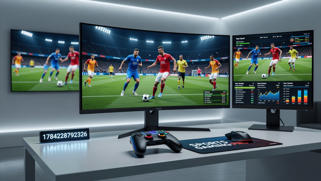 Close-up of simulation metrics dashboard displaying player statistics, physics parameters, and live match forecasts